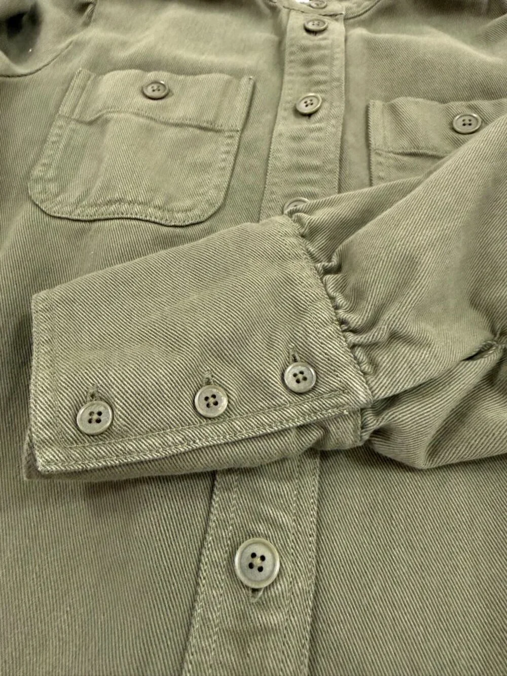 J.Crew Point Sur Draped Twill Button Down Shirt Army Green Size XS